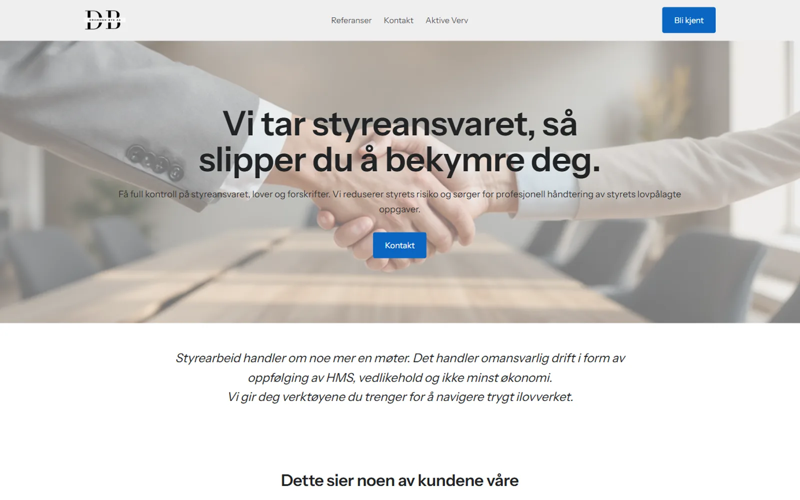 Skjermbilde av nettsiden til Drammen Bye
