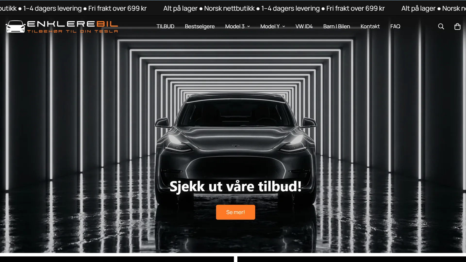 Skjermbilde av nettbutikken til EnklereBil