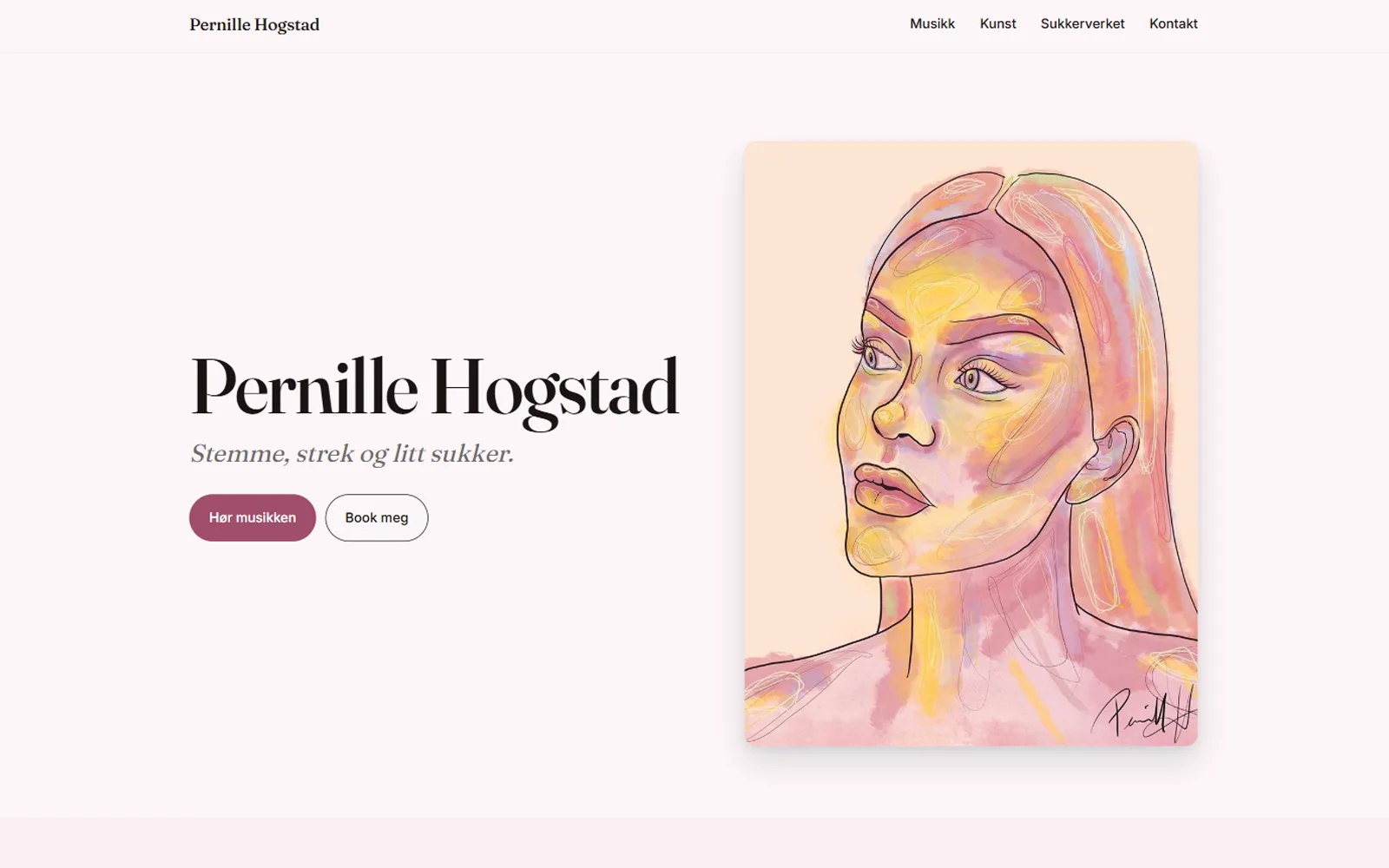 Skjermbilde av nettsiden til Pernille Høgstad
